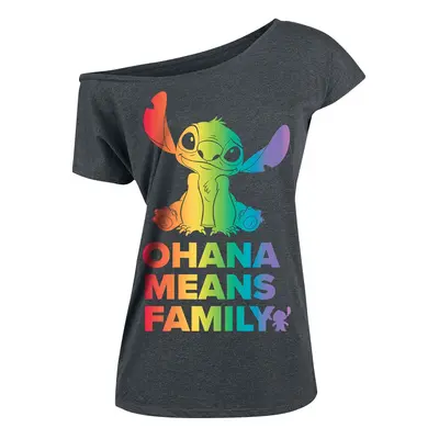 Lilo & Stitch Ohana Rainbow T-Shirt grau in