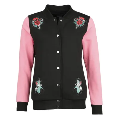 Rock Rebel by EMP College Sweat Jacket with Skull Prints Collegejacke schwarz pink in