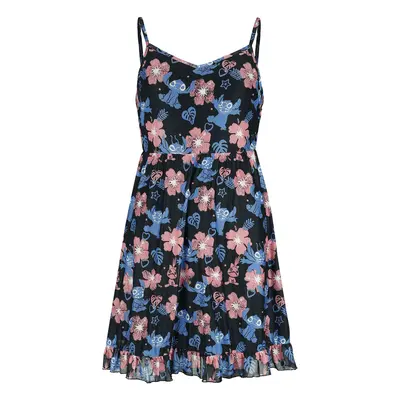 Lilo & Stitch Red And Blue Floral Kurzes Kleid multicolor in