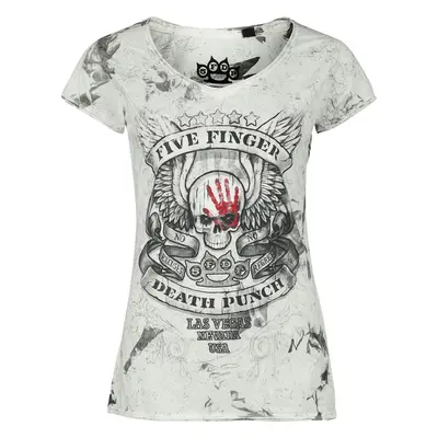 Five Finger Death Punch Skull T-Shirt weiß grau in