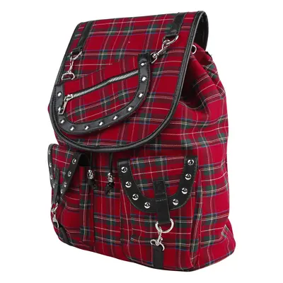 Banned Alternative Red Tartan Backpack Rucksack schwarz rot