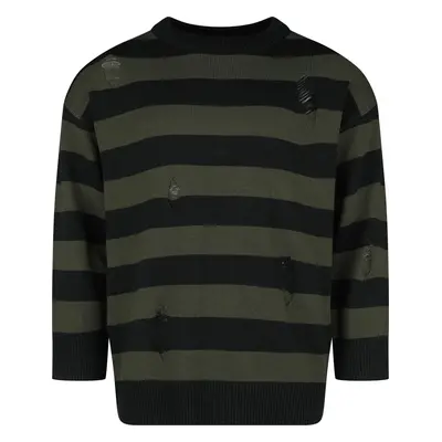 Banned Alternative Striped Knit Sweater Strickpullover grün schwarz in