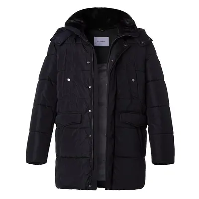 Pierre Cardin Herren Parka schwarz Mikrofaser unifarben