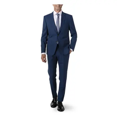 BOSS Black Herren Anzug blau Schurwoll-Stretch