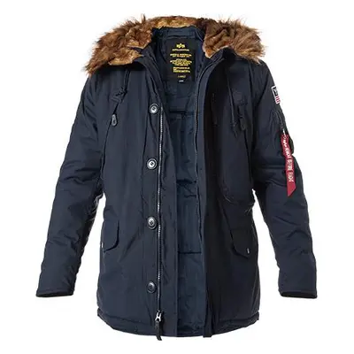 ALPHA INDUSTRIES Herren Parka blau Mikrofaser unifarben