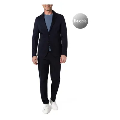 BOSS Black Herren Anzug blau Baumwoll-Stretch