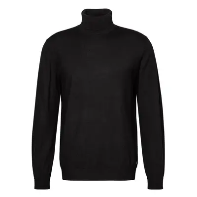 Pierre Cardin Herren Rollkragenpullover schwarz Merinowolle unifarben