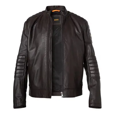 BOSS Orange Herren Lederjacke braun Lammleder unifarben