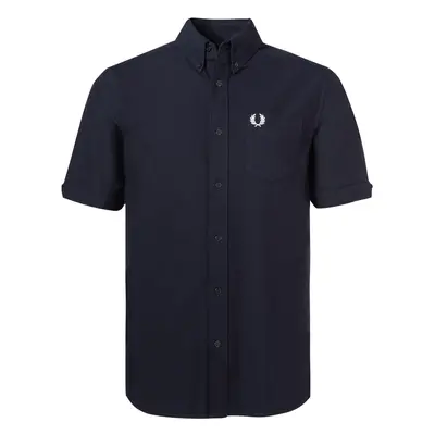 Fred Perry Herren Kurzarmhemd blau Baumwolle