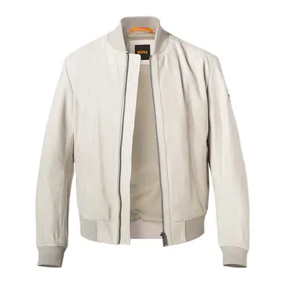 BOSS Orange Herren Lederjacke beige Ziegenvelours unifarben