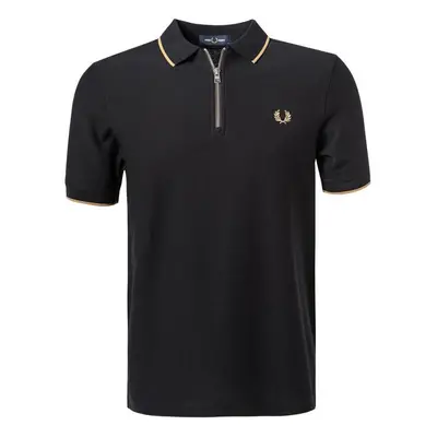 Fred Perry Herren Zip-Polo schwarz