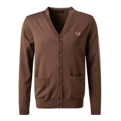 Fred Perry Herren Cardigan braun Wolle unifarben