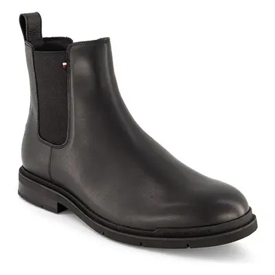 Tommy Hilfiger Herren Chelsea Boots schwarz Glattleder