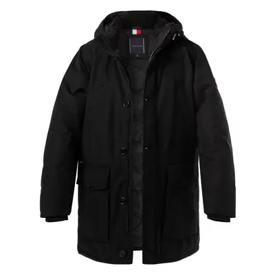 Tommy Hilfiger Herren Daunenparka schwarz Mikrofaser unifarben