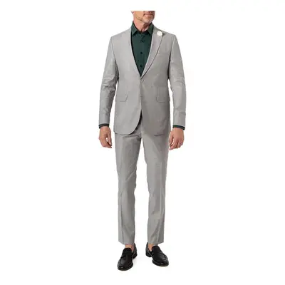 CG Herren Anzug grau Schurwolle meliert Slim Fit