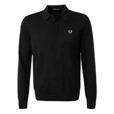 Fred Perry Herren Pullover schwarz Wolle unifarben