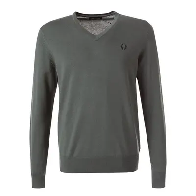 Fred Perry Herren Pullover grün Wolle unifarben