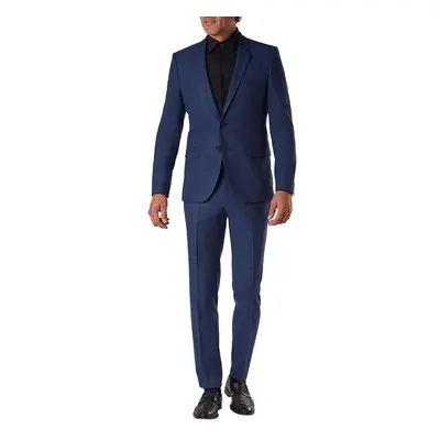 HUGO Herren Anzug blau Woll-Stretch kariert Slim Fit