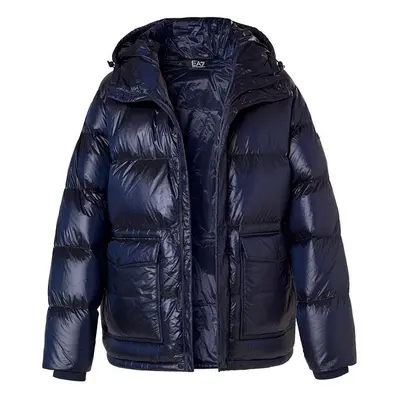 EA7 Herren Daunenjacke blau Mikrofaser unifarben