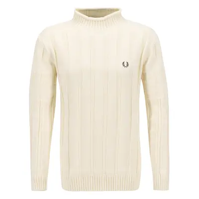 Fred Perry Herren Stehkragenpullover weiß Baumwolle