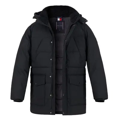 Tommy Hilfiger Herren Parka schwarz Mikrofaser unifarben