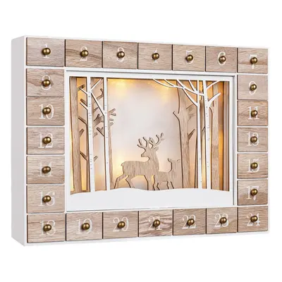 Adventskalender Winterwald Holz LED