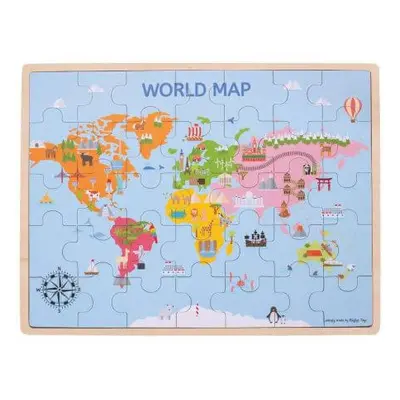 Holzpuzzle Weltkarte, Teile, Big Jigs
