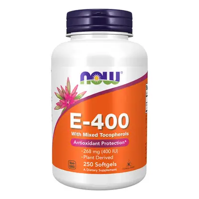 Now Foods E-400, Vitamin E mit gemischten Tocopherolen, Gelkapseln