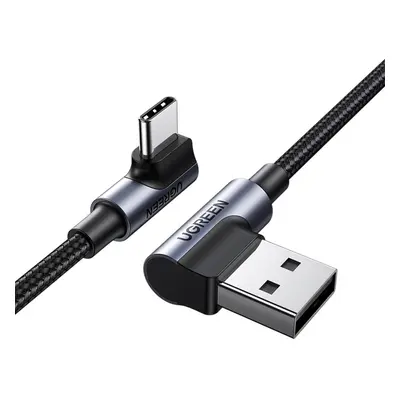 Ugreen 90°-Winkelkabel USB C - USB 2.0 480Mb/s 3A 3m schwarz (US176)
