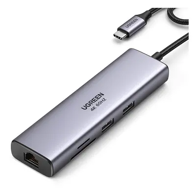Ugreen CM512 USB-C - 2x USB-A 3.0 / HDMI / RJ45 / SD und TF Kartenleser / USB-C PD 100W Adapter 