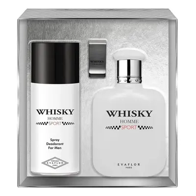 Evaflor Whisky Homme Sport Eau de Toilette, ml + Deodorant, ml + Notenclip