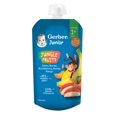 Gerber Junior Dessert in der Tube, Apfel, Banane, Pfirsich, Aprikose, Mango, ohne Zuckerzusatz, 