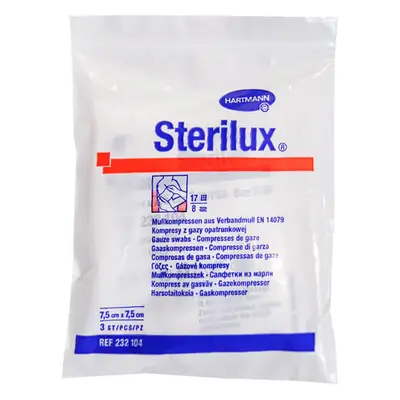 Sterilux, sterile Mulltupfer, 17-fädig, Lagen, 7,5 cm x 7,5 cm, Stück
