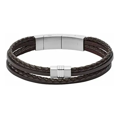 Fossil Herren Armband Lederband 19cm Braun JF02934040