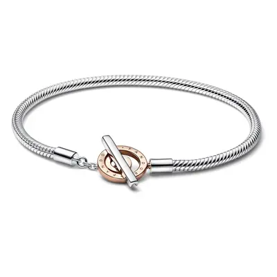 Pandora Signature Bicolor Logo T-Verschluss Schlangen-Gliederarmband