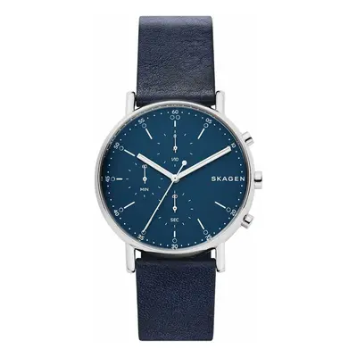 Skagen Herren Chronograph Quarz Armbanduhr mit Leder Armband SKW6463