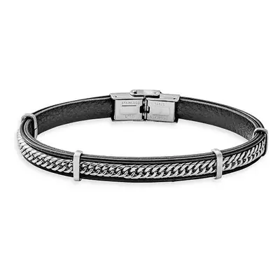 Xenox Herren Armband mit Edelstahl und Lederband X4601