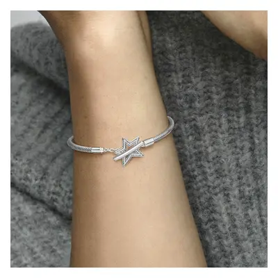 Pandora Moments Asymmetrischer Stern T-Verschluss Schlangen-Gliederarmband