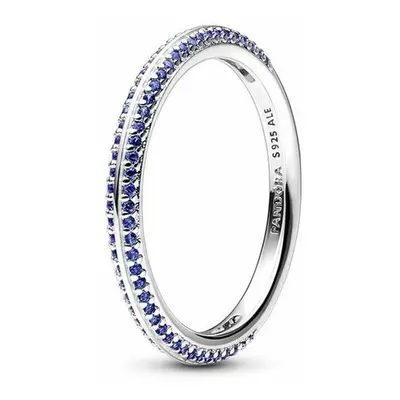 Pandora Damenring blaue Kristalle Größe 58 Silber 163146C01-58