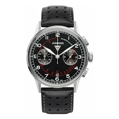 Junkers Herren Quarzuhr Chronograph mit Lederband Schwarz 69702