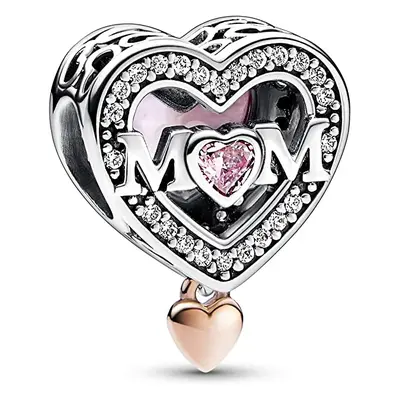 Pandora Moments Damen Charm Anhänger Zirkonia Herz Bicolor 782653C01