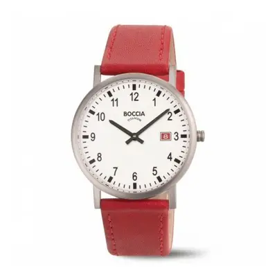 Boccia Titanium Herrenuhr Classic mit Lederband Rot 3662-02