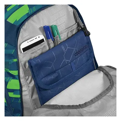 Schulrucksack Mate Lime Strips Grün, Blau