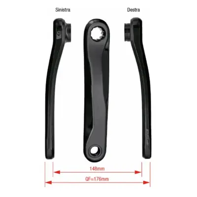 170mm Aluminium Black Crankset for Ebike - Compatible with Fazua, Yamaha, Brose, Polini, ISIS Sy