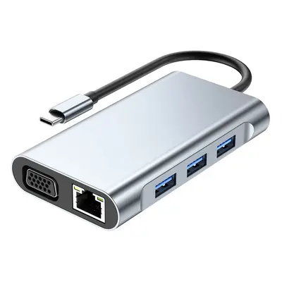 Type-C Hub 7 in 1 USB C zu 4K HDMI+1000M RJ45+PD 100W Charge+USB 3.0*3+VGA Dock für MacBook, Win