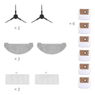 Viomi S9 Roboter Staubsauger Zubehör 12er-Set, einschließlich 6 Staubbeutel + 2 Seitenbürsten + 