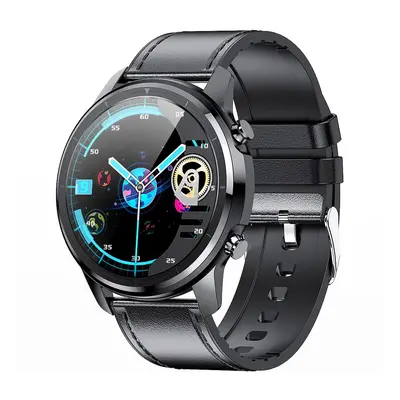 LEMFO LF26 Smartwatch Full Touch HD Amoled Screen Bluetooth 5.0 Sport Fitness Uhr Leder - Schwar