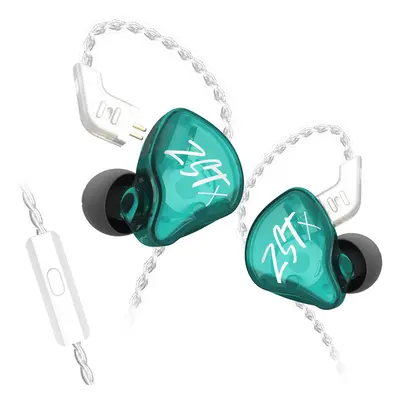 KZ ZST X Hybrid Unit In-Ear-Ohrhörer mit versilbertem Kabel mit Mikrofon – Cyan