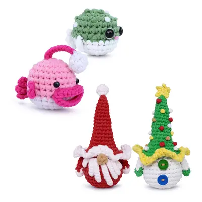 NestledCrafts Weihnachts-Häkelset für Anfänger, Amigurumi-Strickset, mit Schritt-für-Schritt-Vid