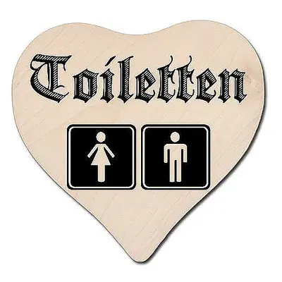 Holzherz als Toilettenschild 18 x 18 x 1 cm oder mit individuellem Text Damen und Herren